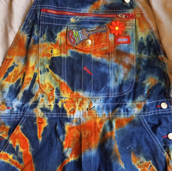 Tie dye Overalls 34×32, Grateful Dead patch Overalls, blue × orange Overalls - Picture 3 of 12